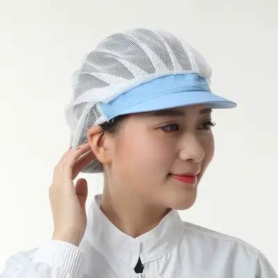 Women's Mesh Dustproof Work Hat with Blue Trim - Image 25