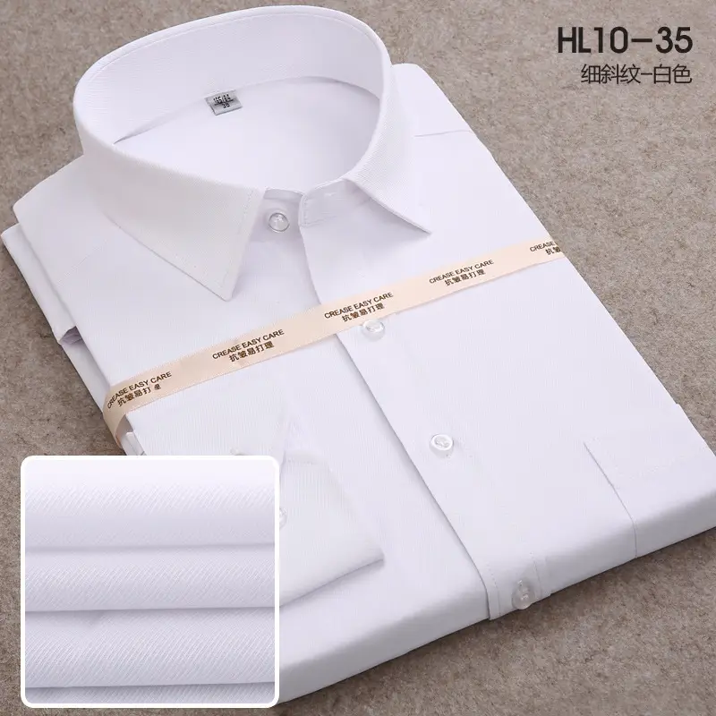 Men's White Button Collar Business Shirt HL10-36 - Image 4