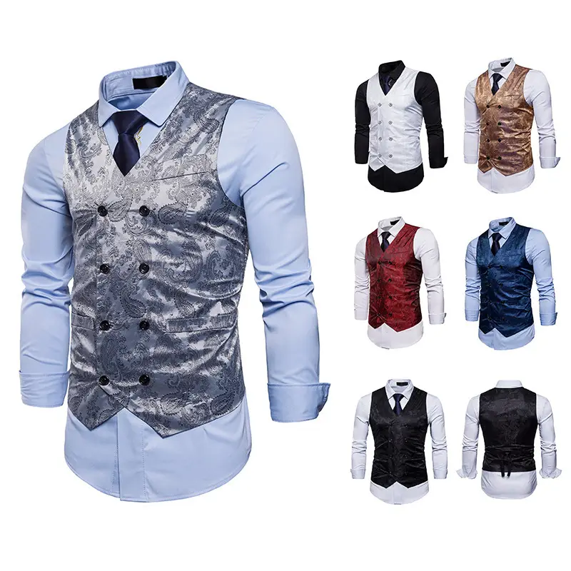 2018 Men's Blue Velvet Cross-border Vest - Image 8