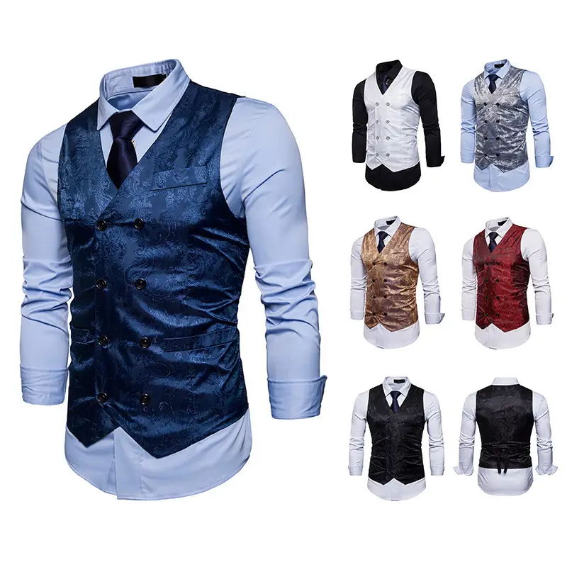 2018 Men's Blue Velvet Cross-border Vest - Image 11