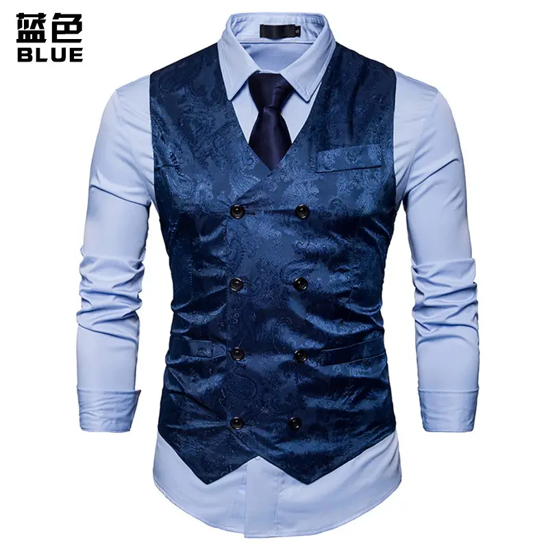 2018 Men's Blue Velvet Cross-border Vest - Image 6