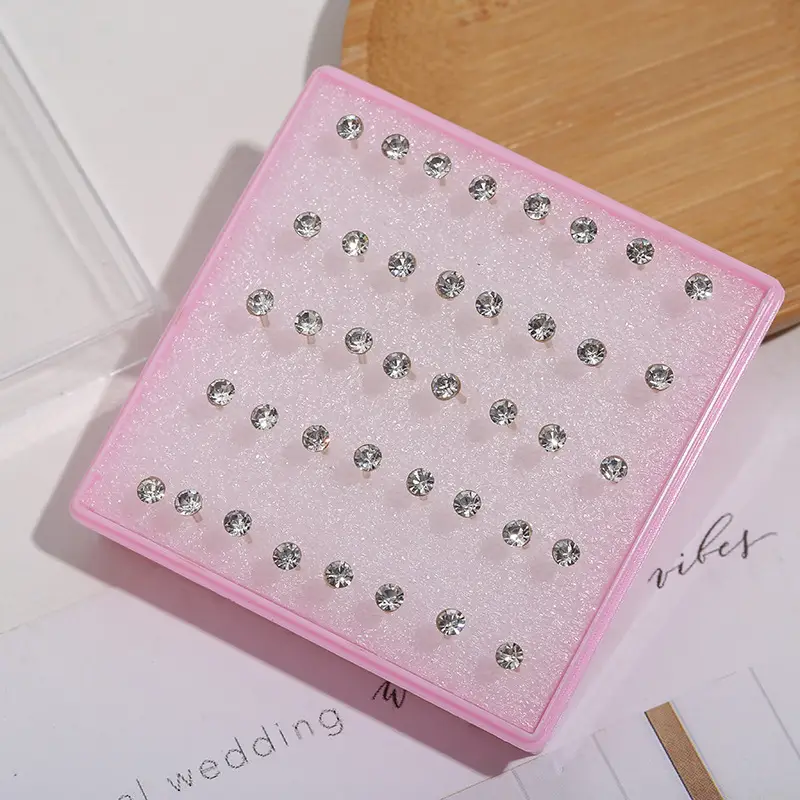 Women's Pink Rhinestone Earrings with Diamond Inlays - Image 2