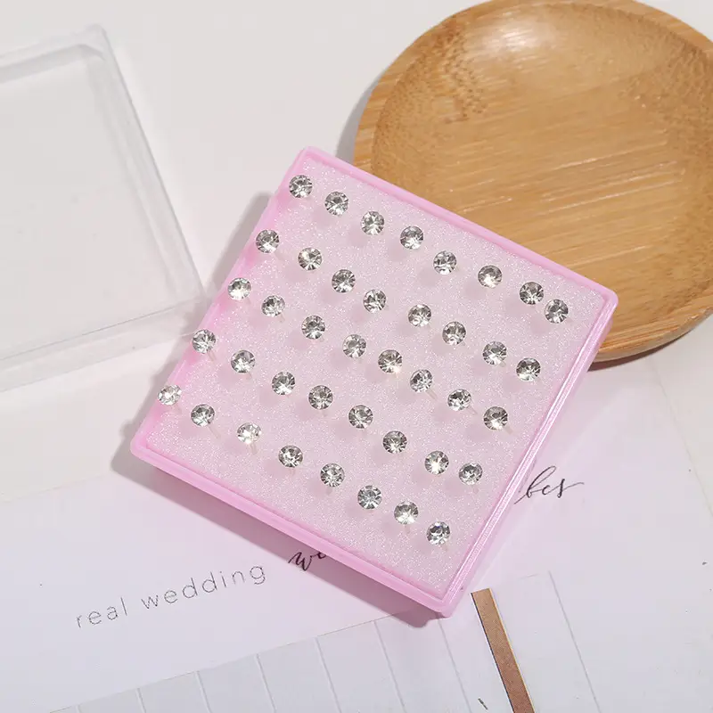 Women's Pink Rhinestone Earrings with Diamond Inlays - Image 3