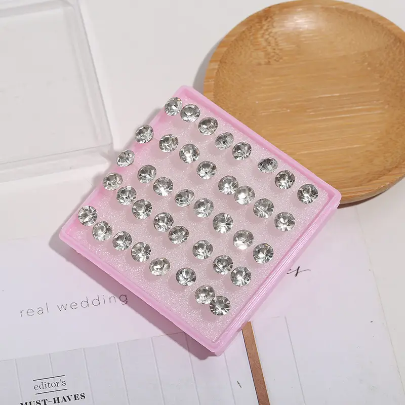 Women's Pink Rhinestone Earrings with Diamond Inlays - Image 5