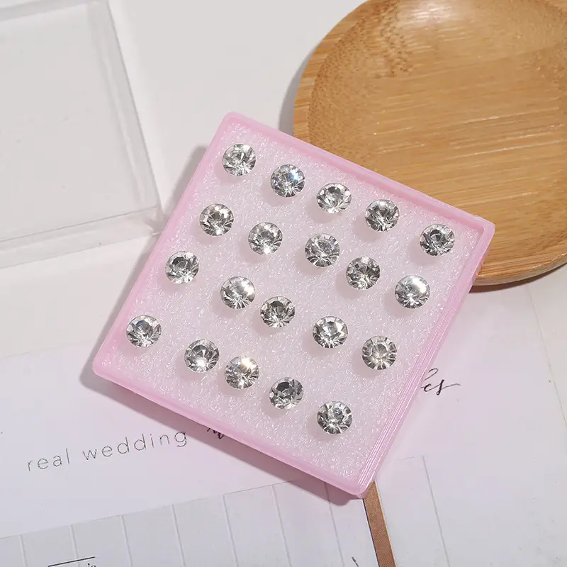 Women's Pink Rhinestone Earrings with Diamond Inlays - Image 6