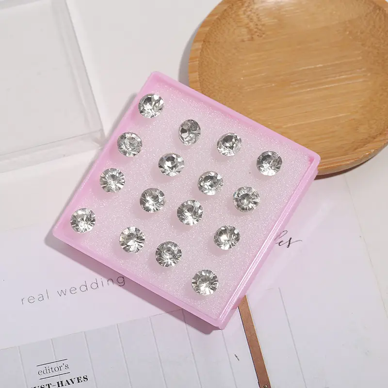 Women's Pink Rhinestone Earrings with Diamond Inlays - Image 7