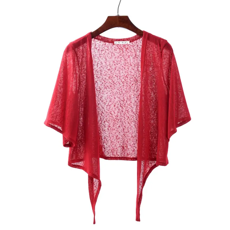 Red Knitted Sun-Protective Top Large Size - Image 9