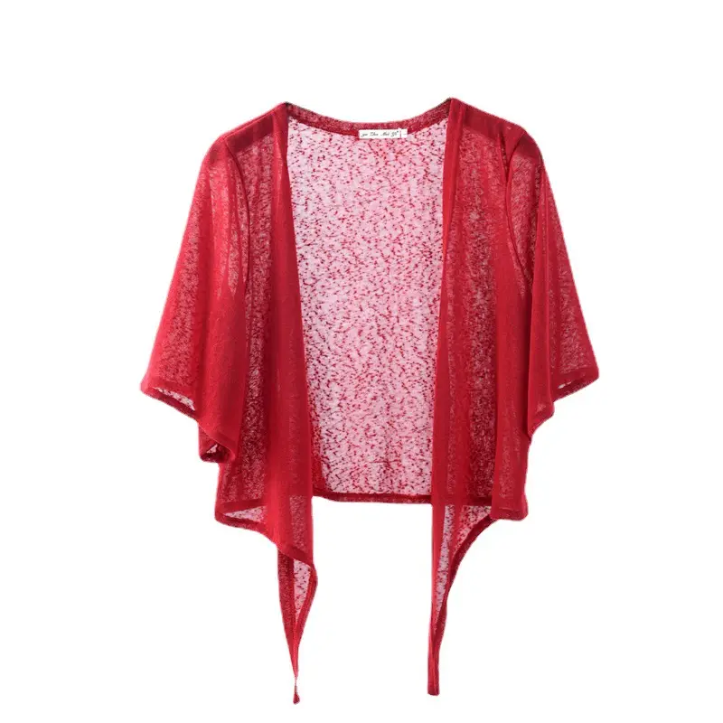 Red Knitted Sun-Protective Top Large Size - Image 11
