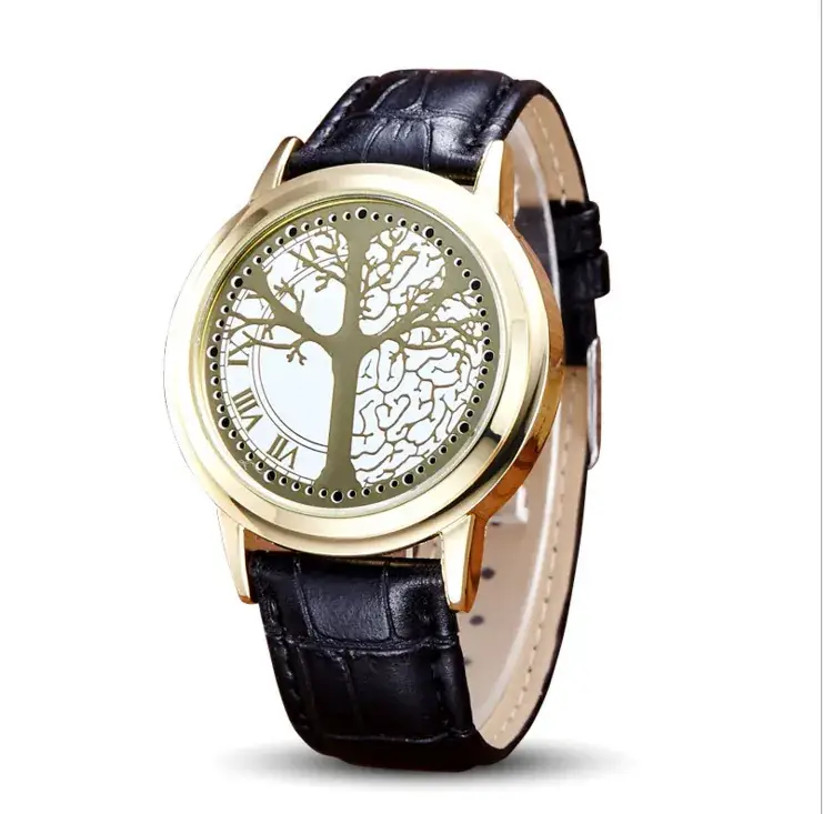 Men's LED Watch with Black Leather Band
