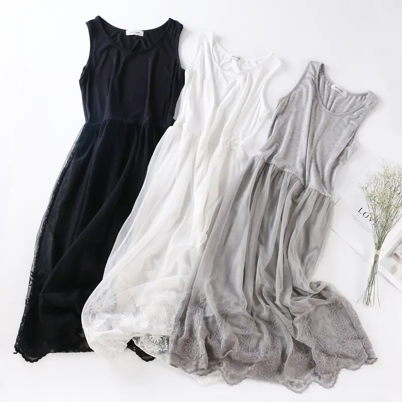 White Long Ankle Skirt with Embroidered Lace Base - Image 11