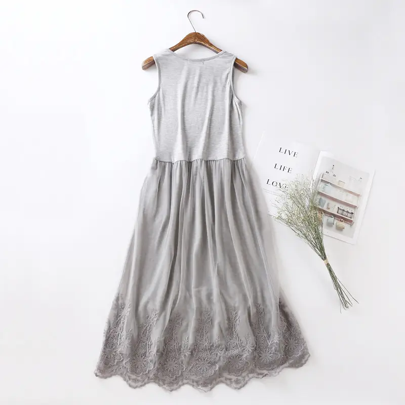 White Long Ankle Skirt with Embroidered Lace Base - Image 5