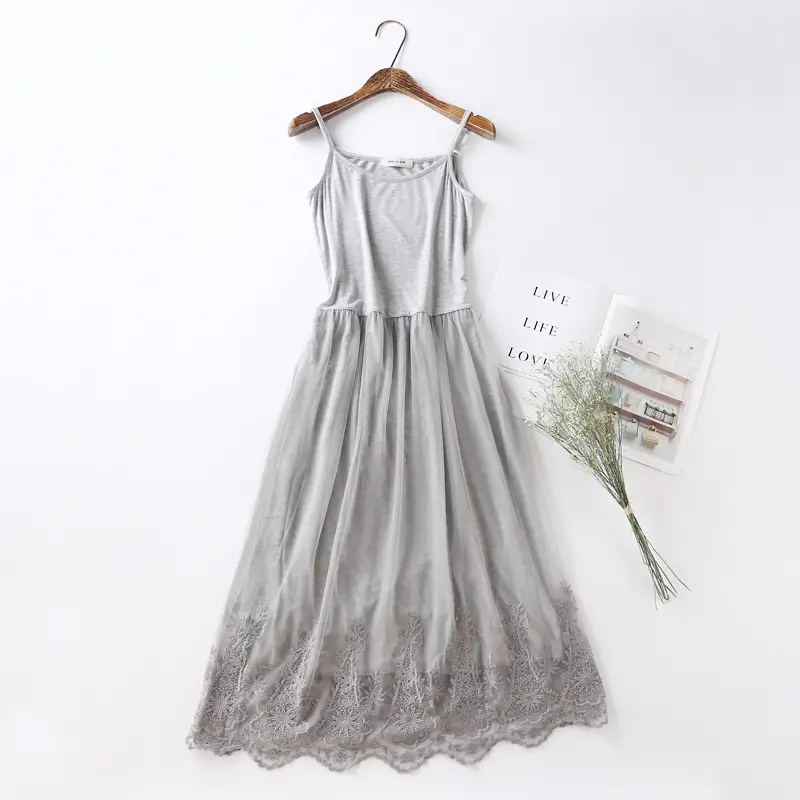 White Long Ankle Skirt with Embroidered Lace Base - Image 6