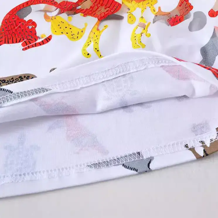 Kids Animal Print T-Shirt White Short Sleeve - Image 3