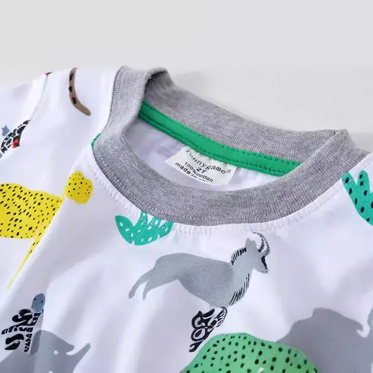 Kids Animal Print T-Shirt White Short Sleeve - Image 4
