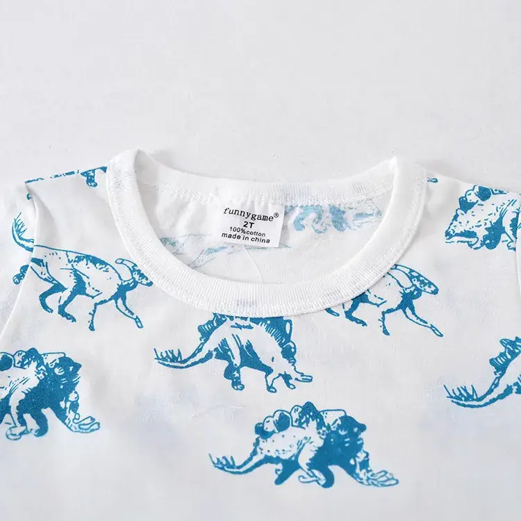 Dinosaur Print Cotton T-Shirt for Boys Girls Half Sleeve Top - Image 3