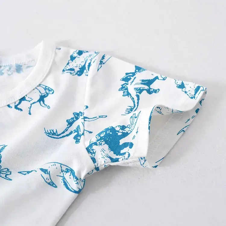Dinosaur Print Cotton T-Shirt for Boys Girls Half Sleeve Top - Image 4
