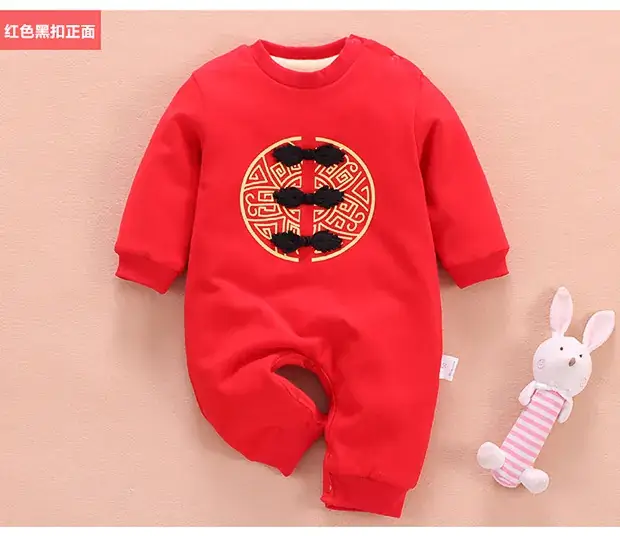 Baby New Year Red Velvet Jumpsuit 4-9 Months — feature 11
