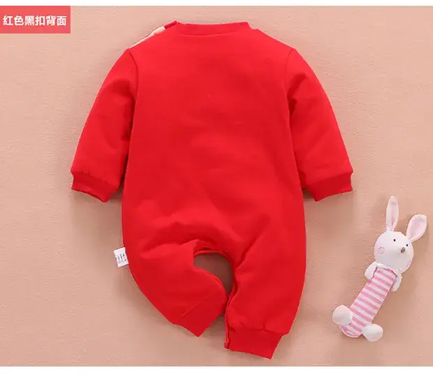 Baby New Year Red Velvet Jumpsuit 4-9 Months — feature 12