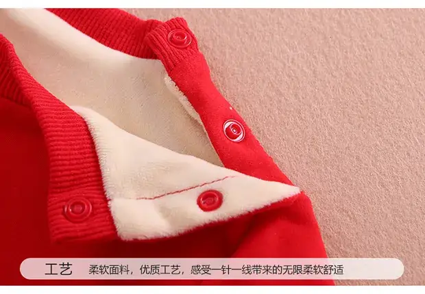 Baby New Year Red Velvet Jumpsuit 4-9 Months — feature 15
