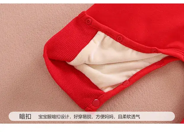 Baby New Year Red Velvet Jumpsuit 4-9 Months — feature 17