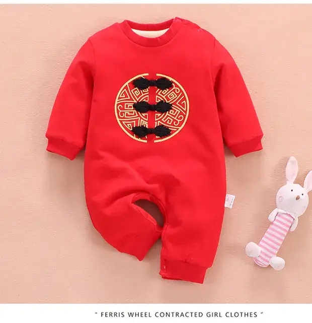 Baby New Year Red Velvet Jumpsuit 4-9 Months — feature 8