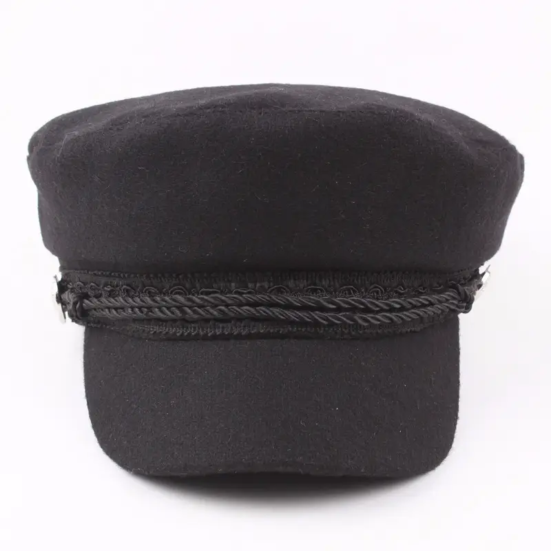 Navy Woolen Button Rope Army Cap for Men Women Autumn Winter - Image 5