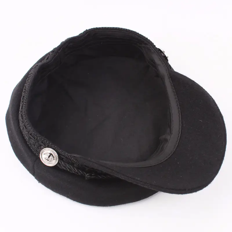 Navy Woolen Button Rope Army Cap for Men Women Autumn Winter - Image 8