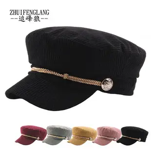 Navy Woolen Button Rope Army Cap for Men Women Autumn Winter — feature 21