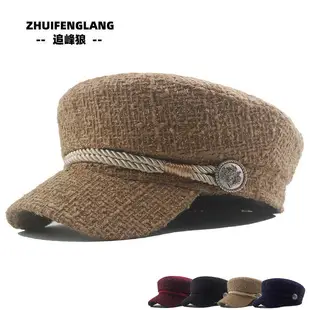 Navy Woolen Button Rope Army Cap for Men Women Autumn Winter — feature 31
