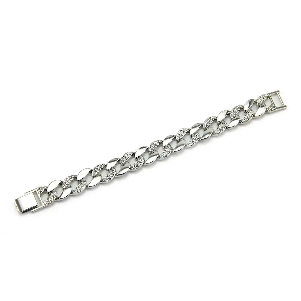 18K Gold Full Diamond Cuban Chain Bracelet for Men - Image 6