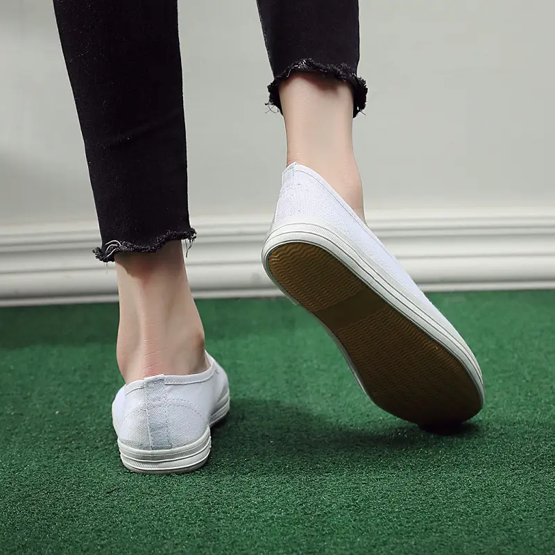 White shoes women's spring and autumn work elastic band women's shoes flat nurse shoes non-slip shoes comfortable women's dance training shoes