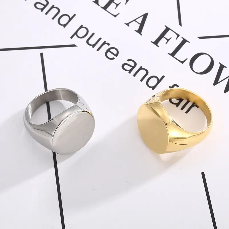 Golden Geometric Engraved Titanium Steel Ring 9.5mm — feature 11
