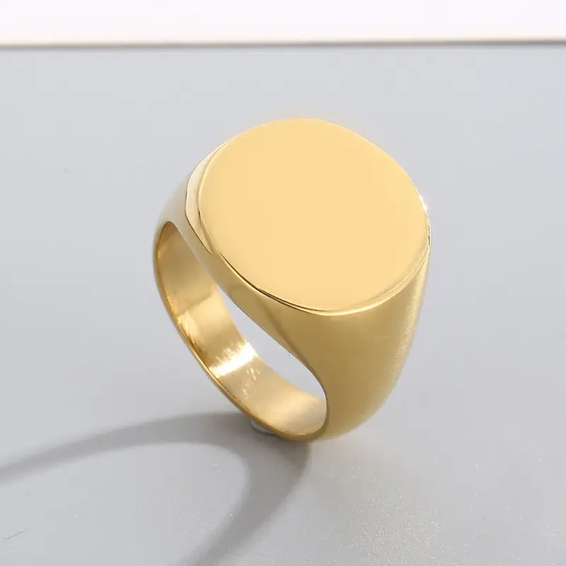 Golden Geometric Engraved Titanium Steel Ring 9.5mm — feature 14