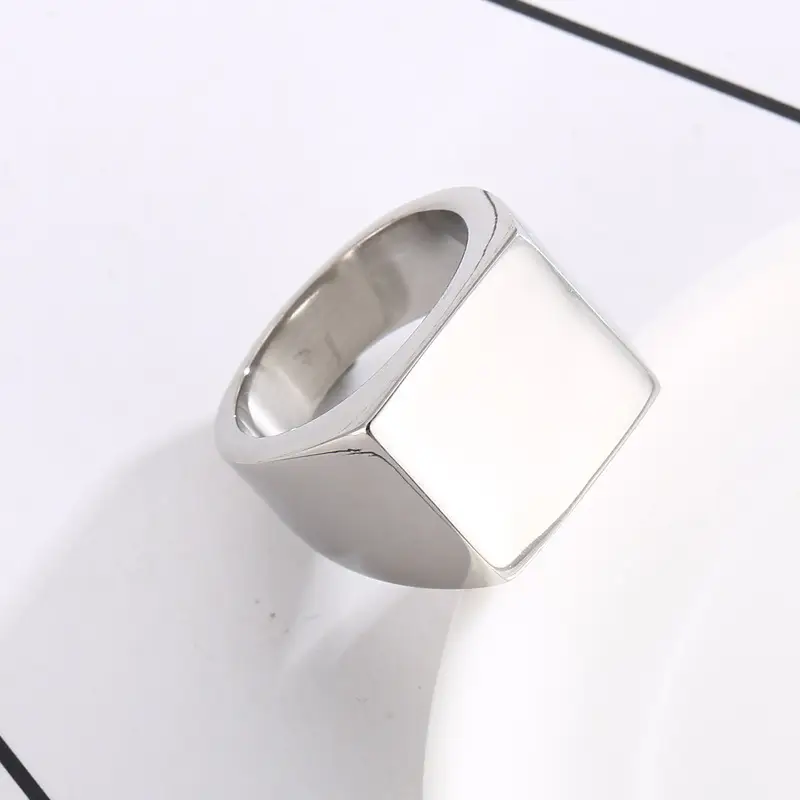 Golden Geometric Engraved Titanium Steel Ring 9.5mm — feature 15