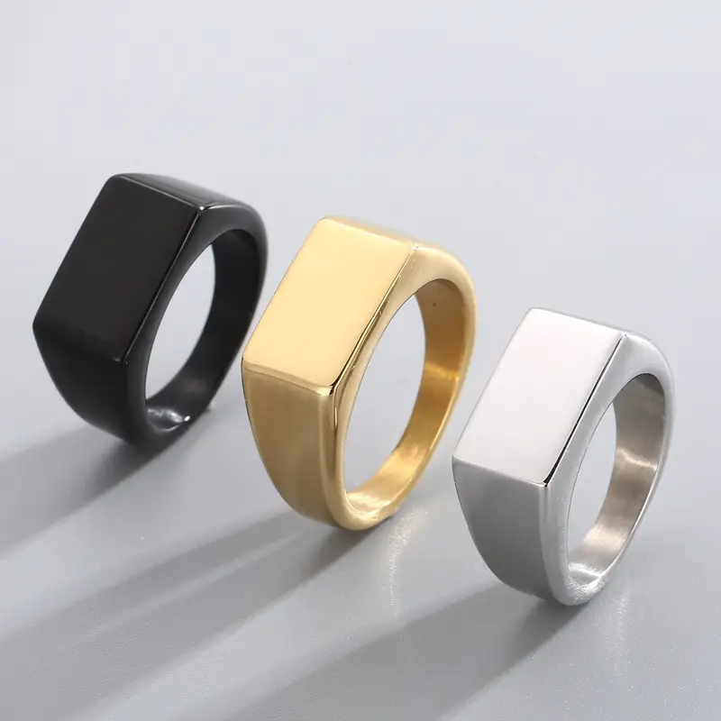 Golden Geometric Engraved Titanium Steel Ring 9.5mm — feature 9