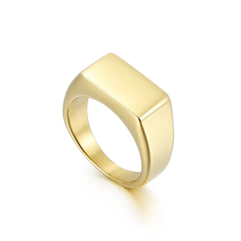 Golden Geometric Engraved Titanium Steel Ring 9.5mm - Image 10
