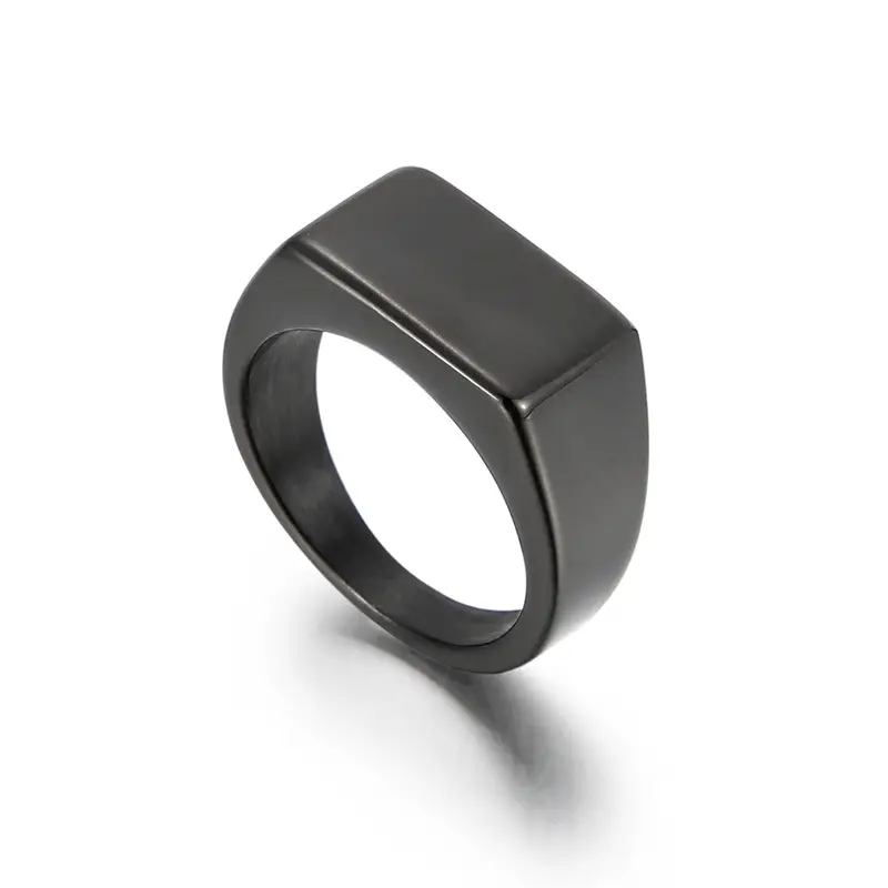 Golden Geometric Engraved Titanium Steel Ring 9.5mm - Image 11