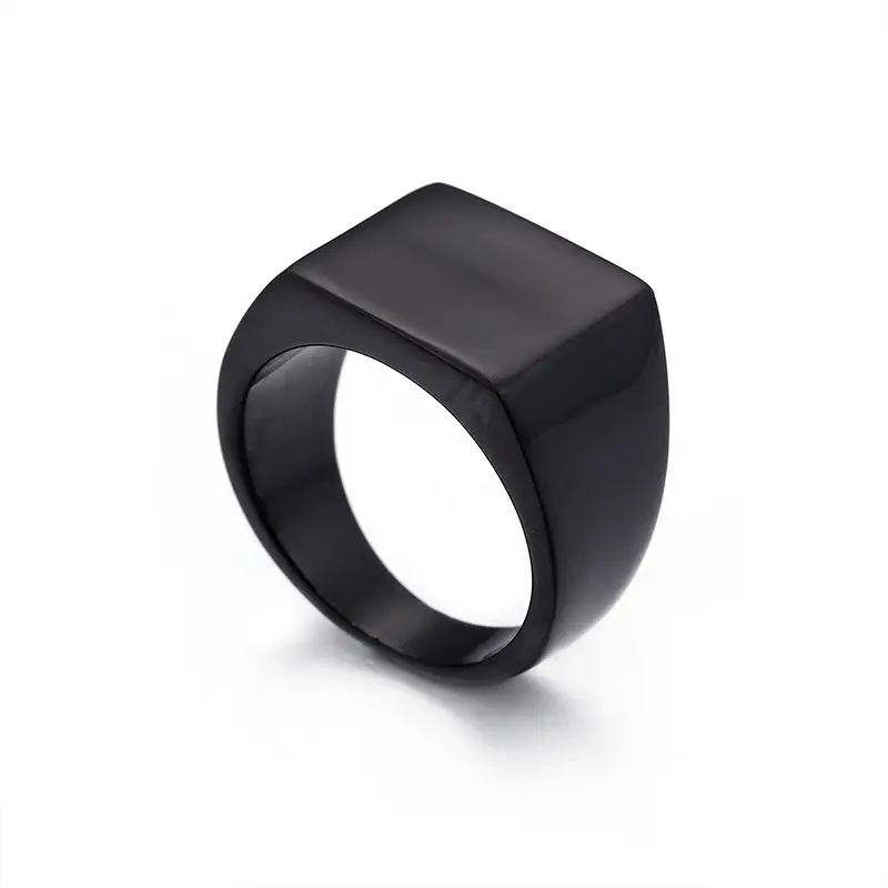 Golden Geometric Engraved Titanium Steel Ring 9.5mm - Image 14