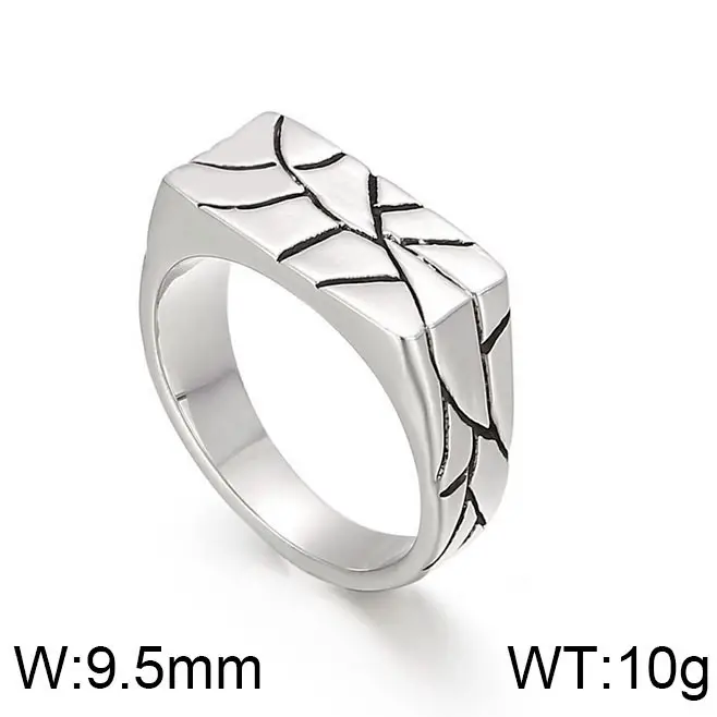 Golden Geometric Engraved Titanium Steel Ring 9.5mm - Image 15