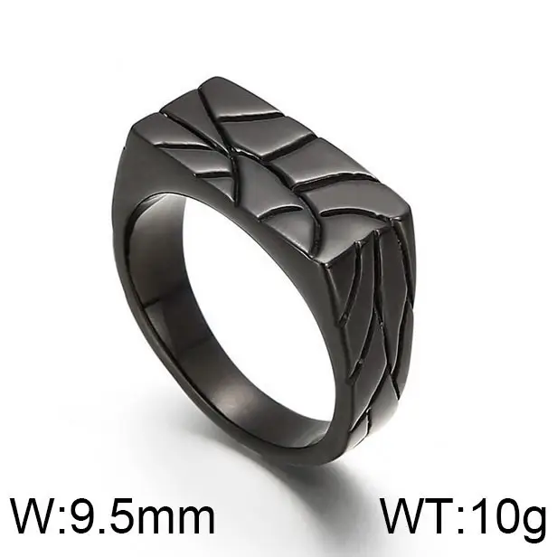 Golden Geometric Engraved Titanium Steel Ring 9.5mm - Image 17
