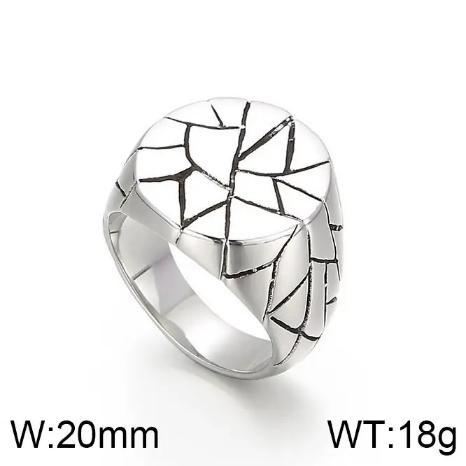 Golden Geometric Engraved Titanium Steel Ring 9.5mm - Image 18
