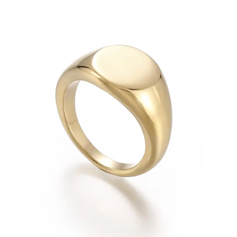 Golden Geometric Engraved Titanium Steel Ring 9.5mm - Image 2