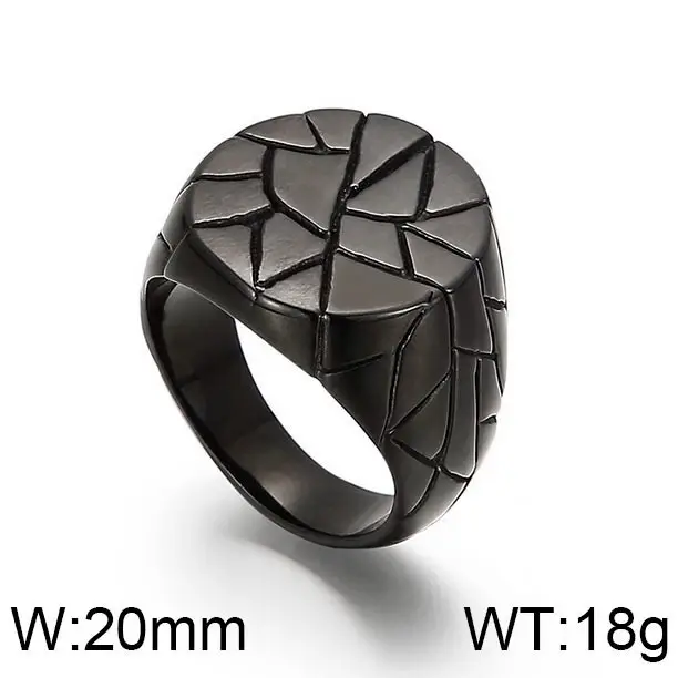 Golden Geometric Engraved Titanium Steel Ring 9.5mm - Image 20