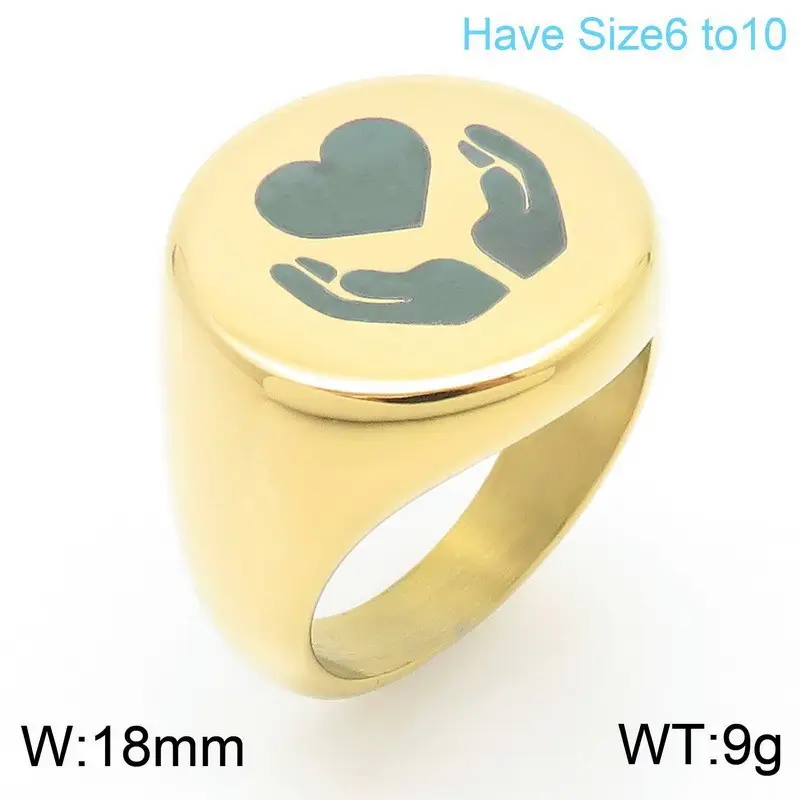Golden Geometric Engraved Titanium Steel Ring 9.5mm - Image 28