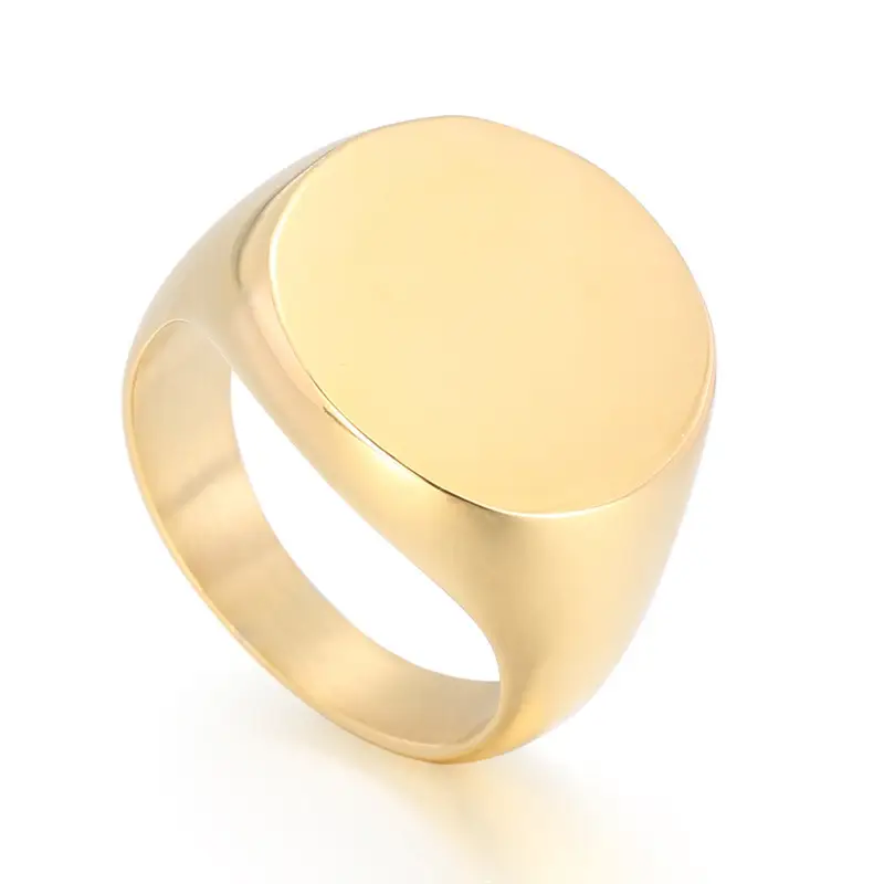 Golden Geometric Engraved Titanium Steel Ring 9.5mm - Image 7