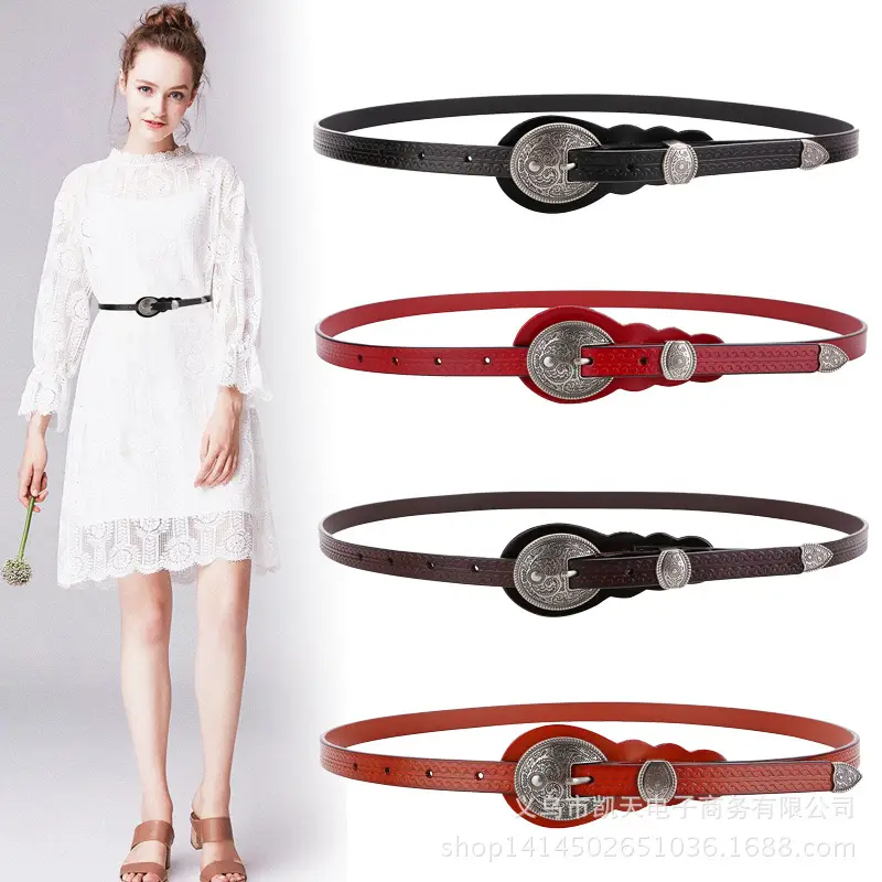 Factory Direct Retro Thin Belt Women Leather Ethnic Dress - Image 3