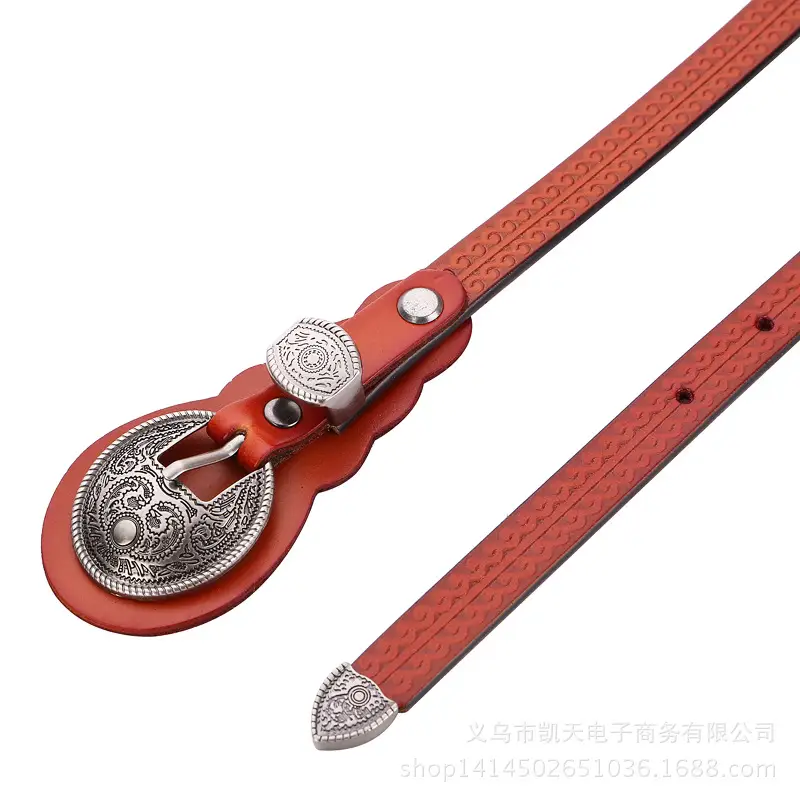 Factory Direct Retro Thin Belt Women Leather Ethnic Dress - Image 4