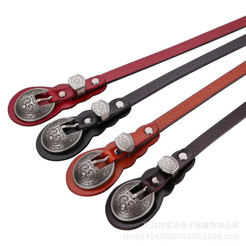 Factory Direct Retro Thin Belt Women Leather Ethnic Dress - Image 5