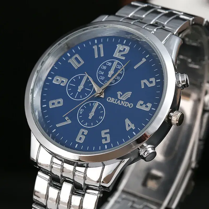 Orange Dial Steel Band Watch for Men - Image 4