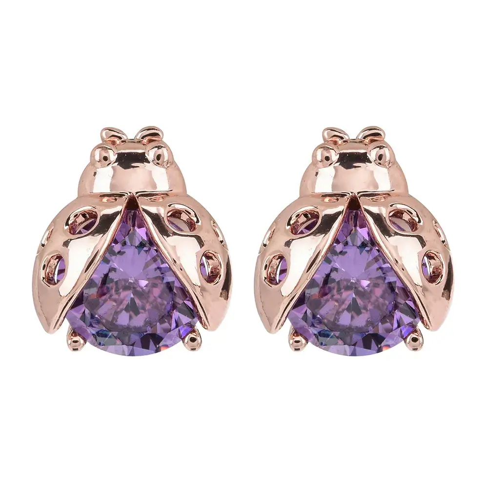 Japanese Korean Ladybug Earrings Rose Gold Small - Image 5
